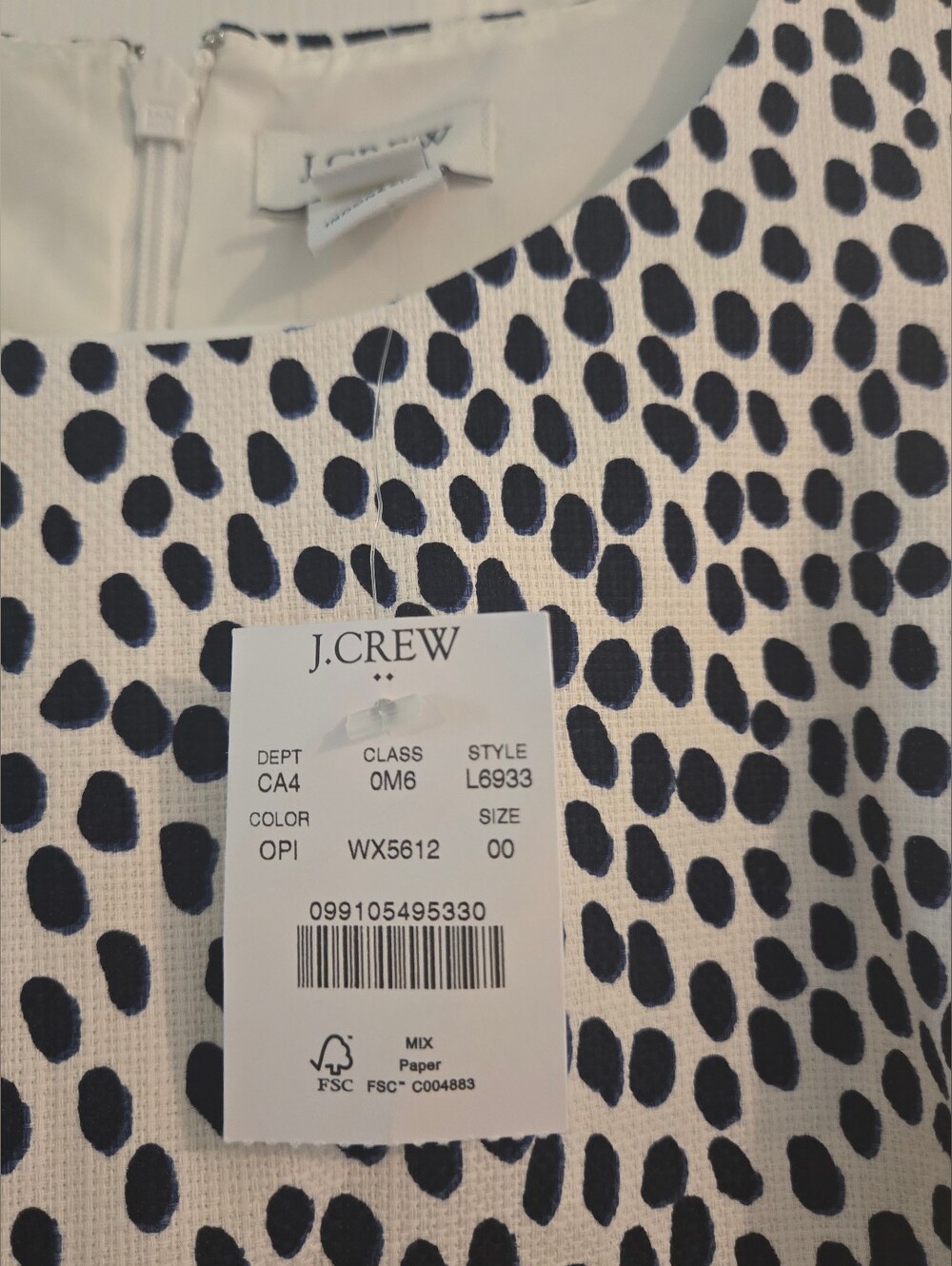 J. Crew Black and White Dot-Print Sleeveless Sheath Dress - Picture 2 of 4